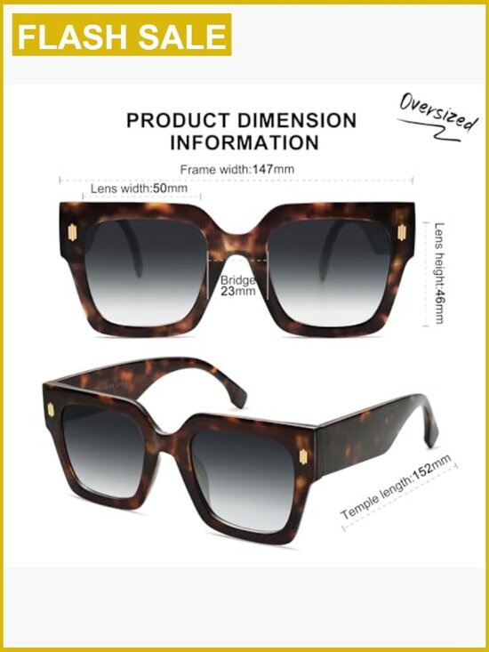 Vintage Oversized Square Sunglasses UV400 Protection Retro Luxury main image 5